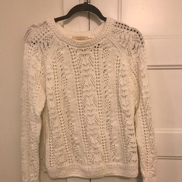 Sezanne Sweaters - Sezanne white crochet sweater